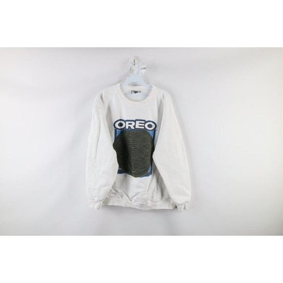 Vintage Other - Vintage 90s Mens Large Distressed Oreo Cookie Spell Out Crewneck Sweatshirt USA